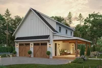 New American Style Garage with Apartment Above and Spacious Covered Patio or Carport