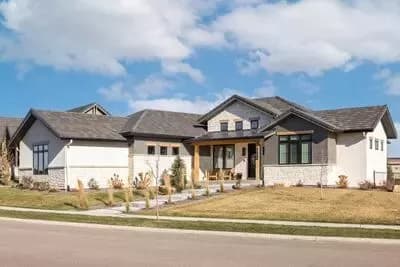 Hill Country Ranch House Plan with Angled Garage and Flex Room