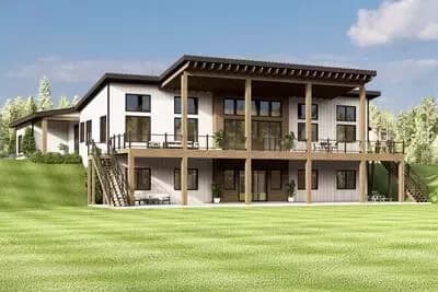 Contemporary Mountain View House Plan with Expansive Deck