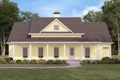 Spacious Farmhouse House Plan with Outdoor Kitchen and Split Bedrooms