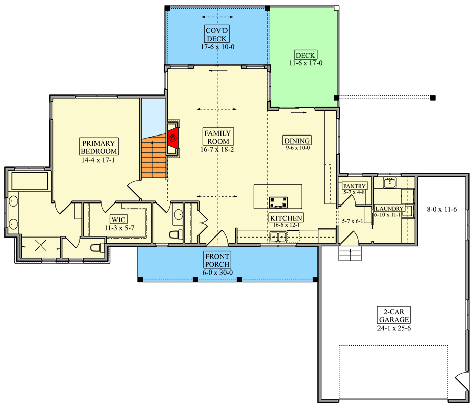Plan 95292RW: Rustic Mountain Ranch House Plan with Split Bedrooms - Floor Plan - Main Level - Mountain, Ranch, Rustic