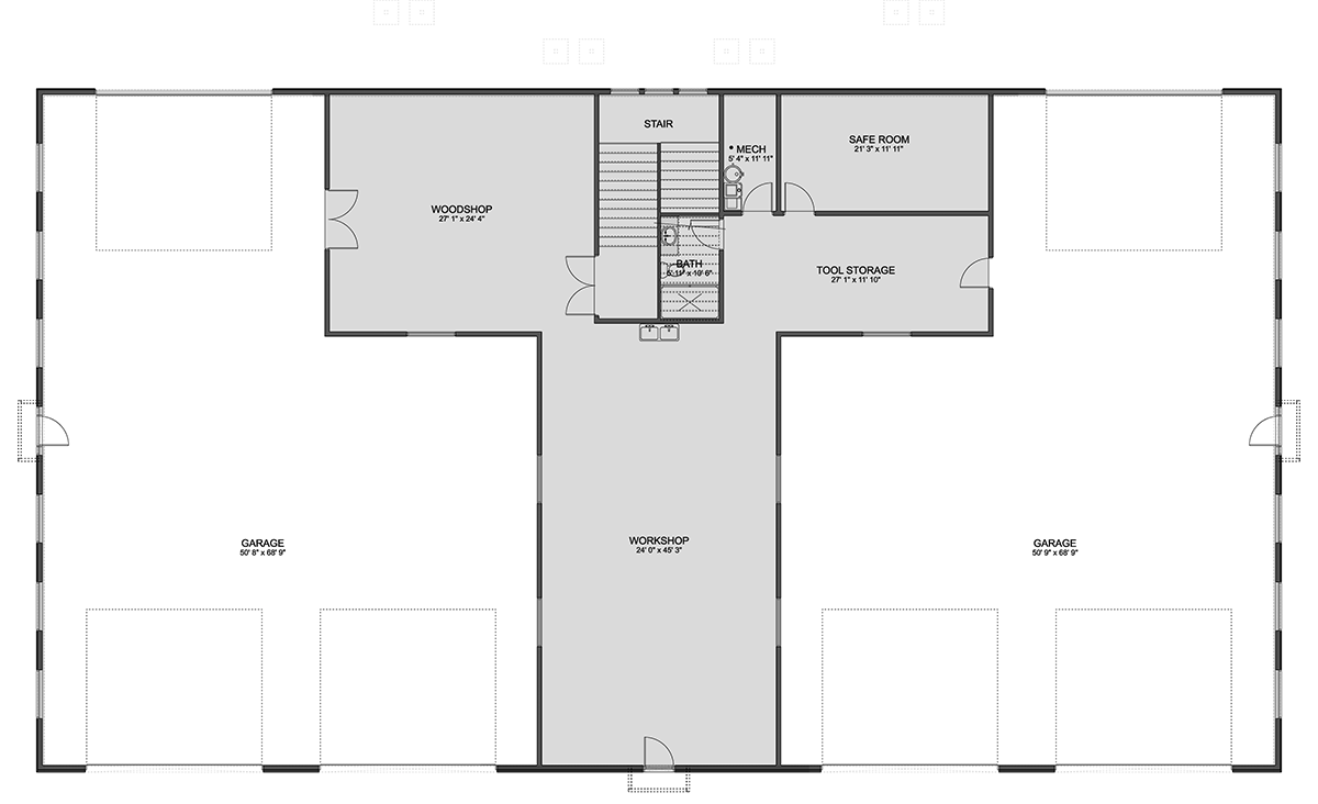 Plan 61649UT: Expansive Two-Bedroom Luxury Traditional Home with RV Garage and Workshop - Floor Plan - Main Level - Traditional