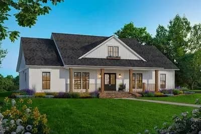 Modern Farmhouse Plan with Bonus Room and Spacious Porches