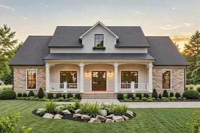 Modern Farmhouse Plan with Bonus Room and Split Bedrooms