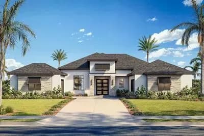 Coastal Contemporary House Plan with Split Bedroom Design