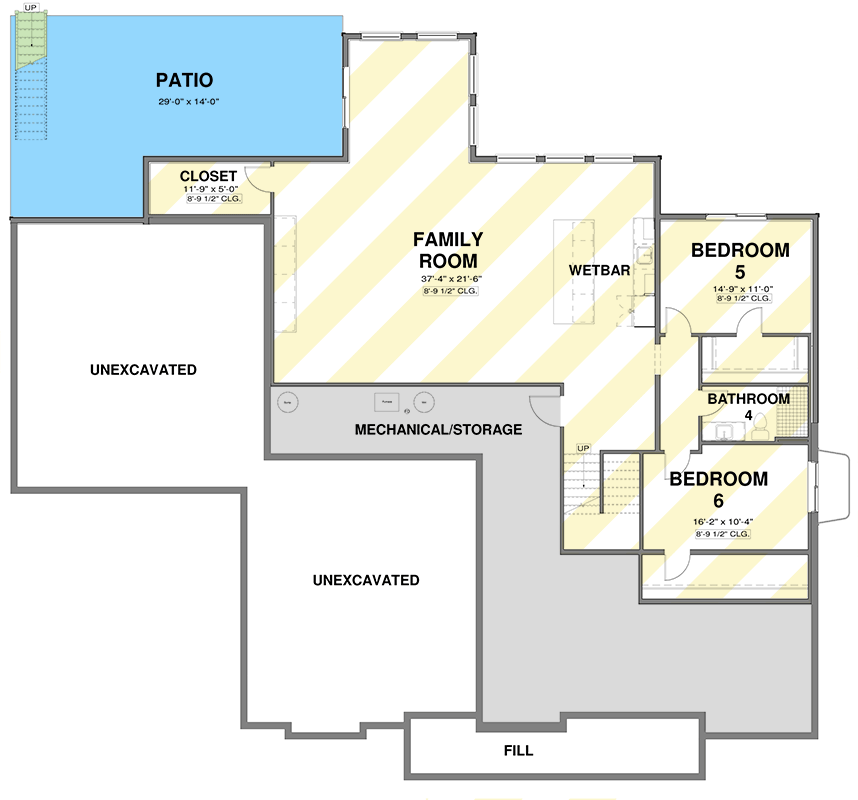 Plan 600016PDZ: Two-Story New American Craftsman House Plan with Home Office and Loft - Floor Plan - Lower Level - Optionally Finished Basement - Farmhouse, Modern Farmhouse, New American, Transitional