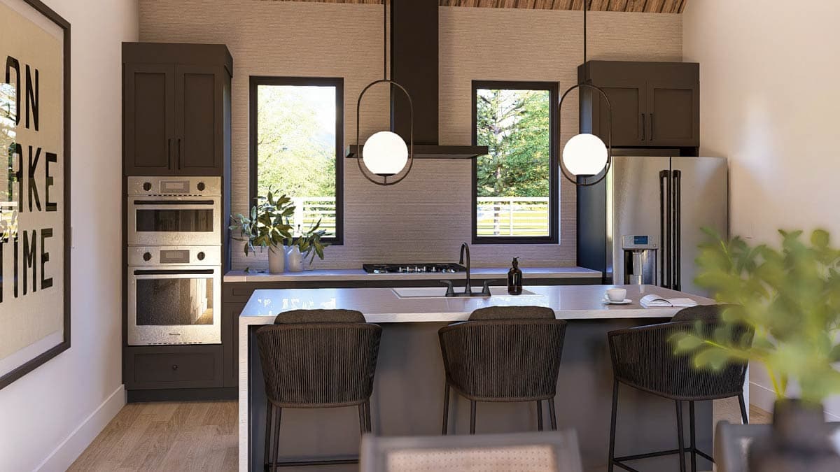 Plan 623540DJ: Contemporary 1-Bedroom Pool House with Expansive Porch Space
