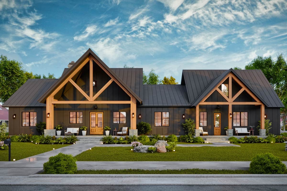 Plan 12339JL: Expansive Ranch Plan with Outdoor Fireplace and Bonus Room - Image #8 - Craftsman, Modern Farmhouse, Ranch