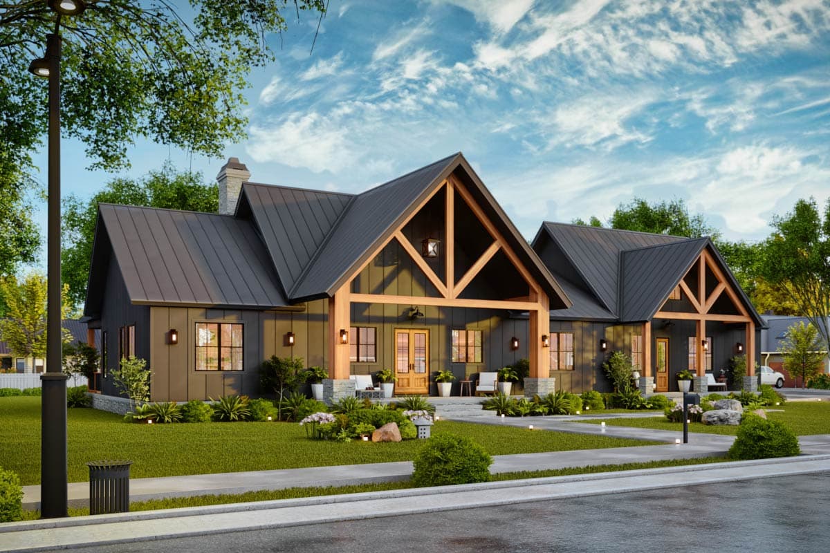 Plan 12339JL: Expansive Ranch Plan with Outdoor Fireplace and Bonus Room - Image #9 - Craftsman, Modern Farmhouse, Ranch