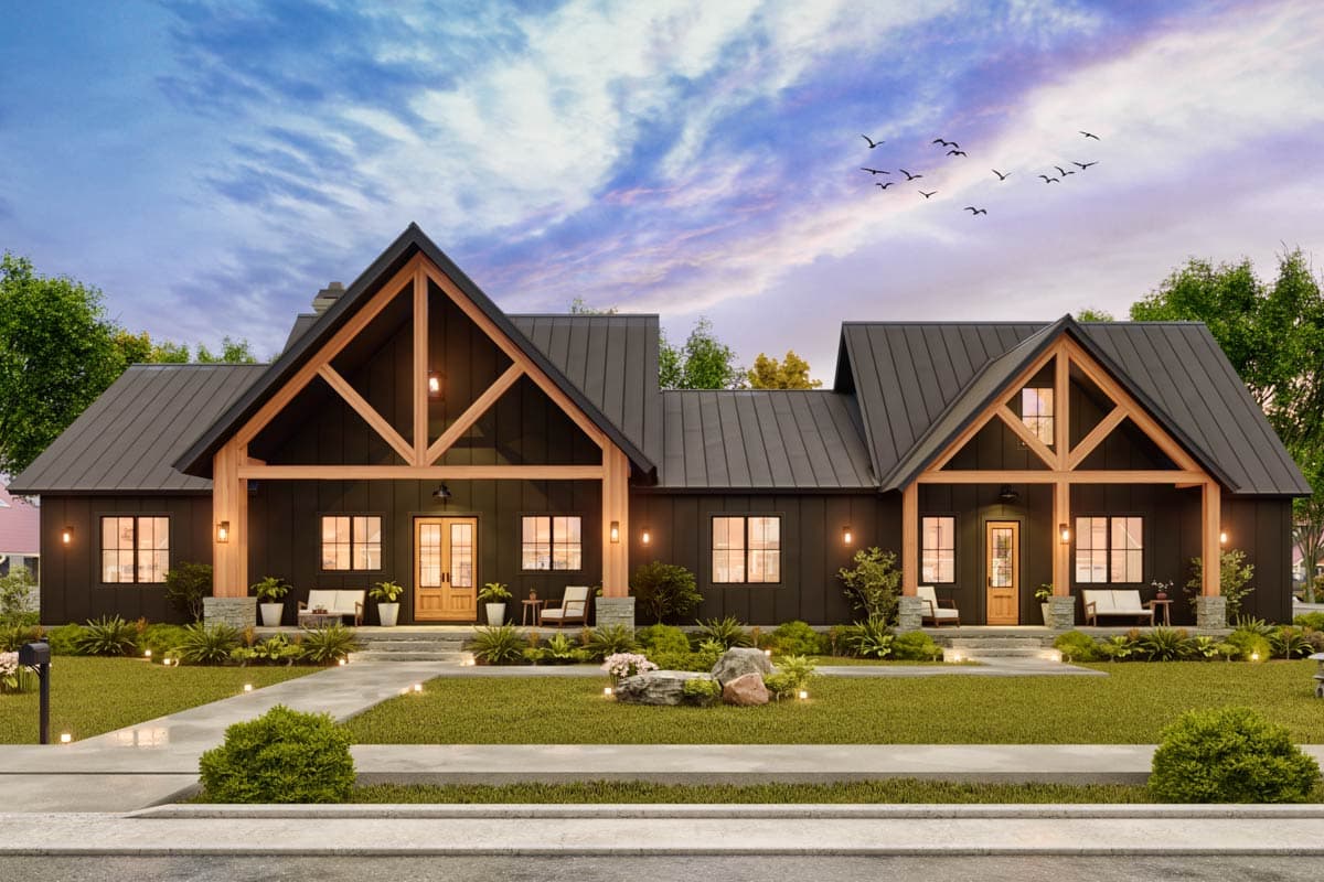 Plan 12339JL: Expansive Ranch Plan with Outdoor Fireplace and Bonus Room - Image #11 - Craftsman, Modern Farmhouse, Ranch