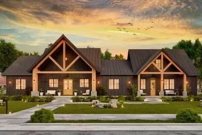 Expansive Ranch Plan with Outdoor Fireplace and Bonus Room