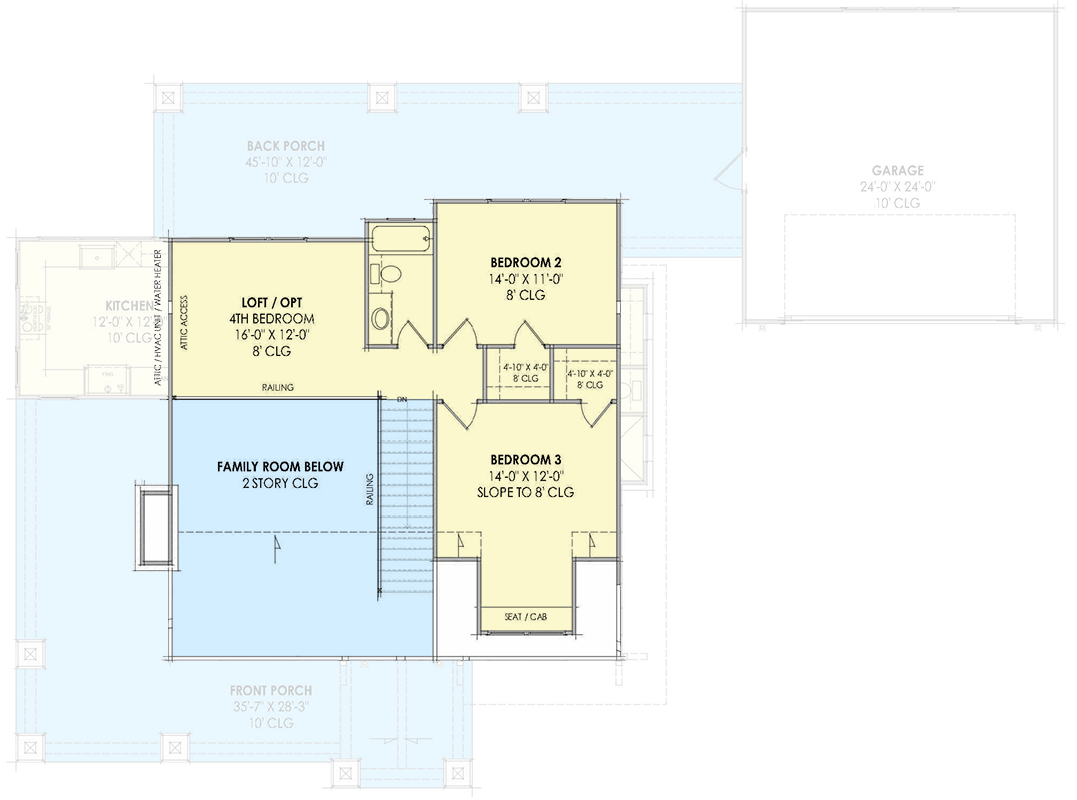 Plan 818174JSS: Two-Story Craftsman Mountain House Plan with Wrap Around Porch - Floor Plan - 2nd Floor - Cabin, Craftsman, Mountain