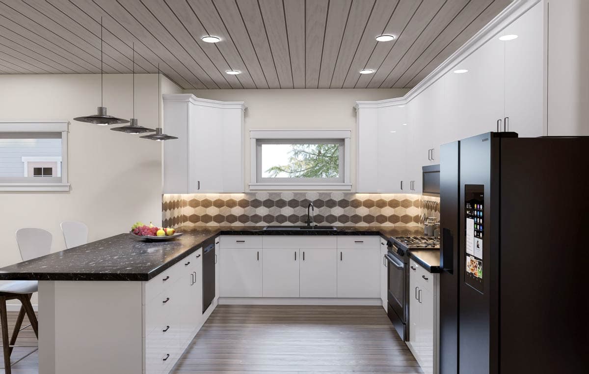 Plan 680585VR: Narrow Modern Three-Story House Plan with Rooftop Deck - Image #7 - Modern, Traditional