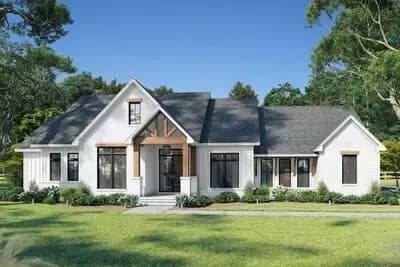 3-Bed New American House Plan with Spacious Rear Porch