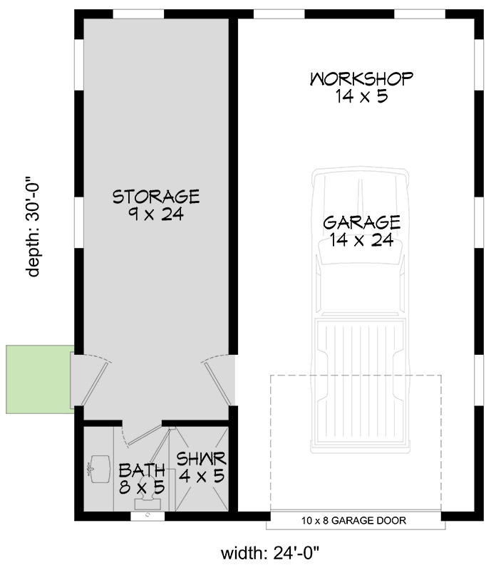 Plan 680587VR: Compact Workshop Garage with Traditional Style - Floor Plan - Main Level - Traditional