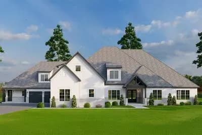 Luxury European House Plan with In-Law Suite and Expansive 5-Car Garage