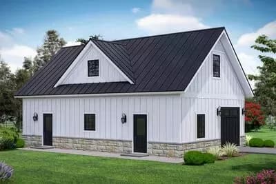 Country Style 3-Car Garage House Plan with Workshop & Bonus Room