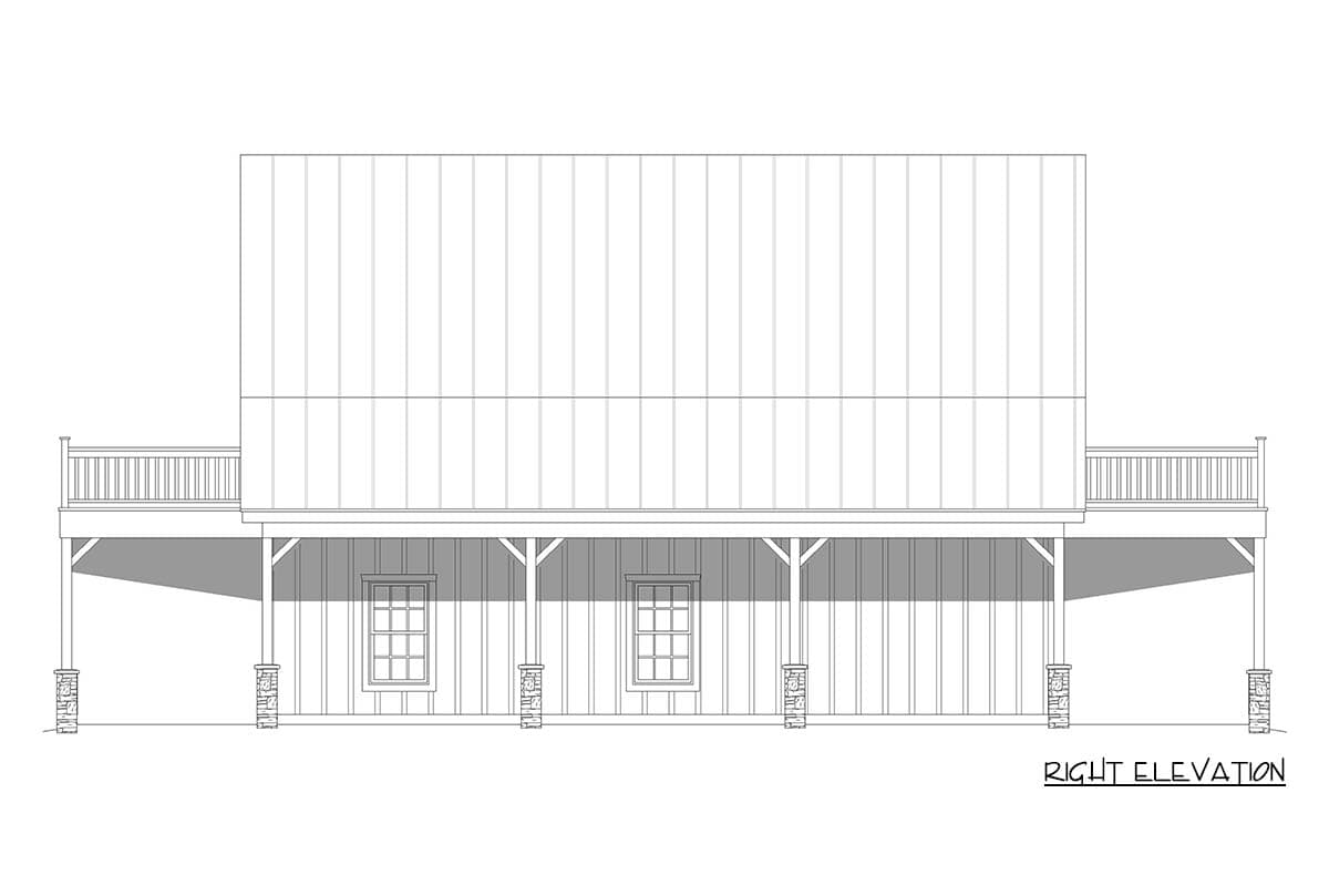 Plan 680590VR: Rustic Barn-Style House Plan with Bold Design and Spacious Deck - Image #5 - Rustic