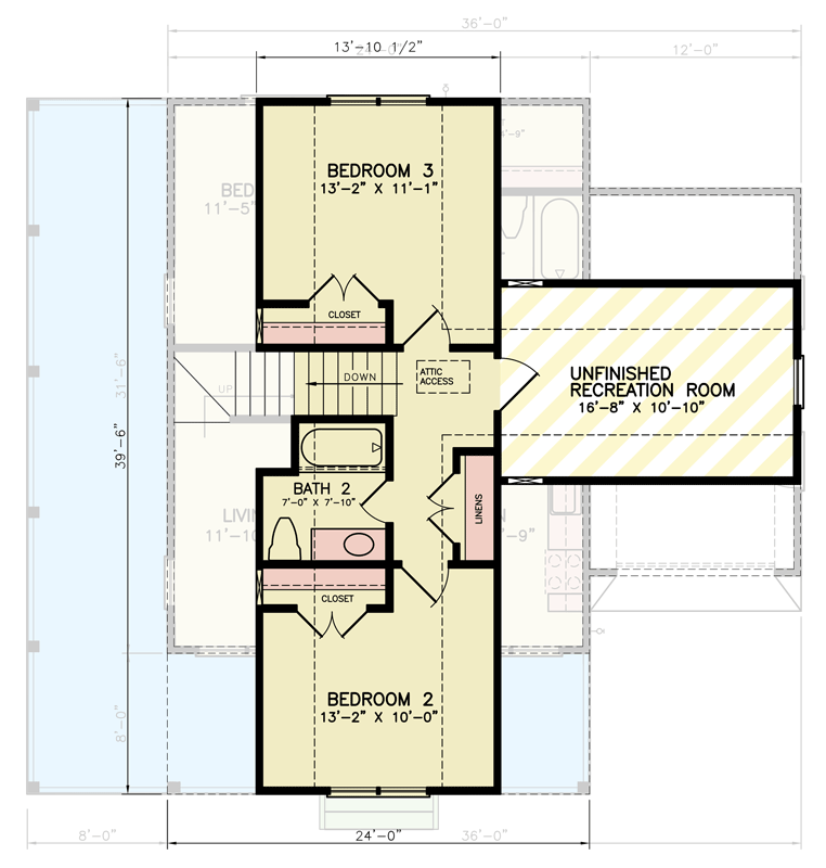 Plan 25926GE: Craftsman Plan with Wrap Around Porch and Bonus Space - Floor Plan - 2nd Floor - Bungalow, Craftsman, Traditional