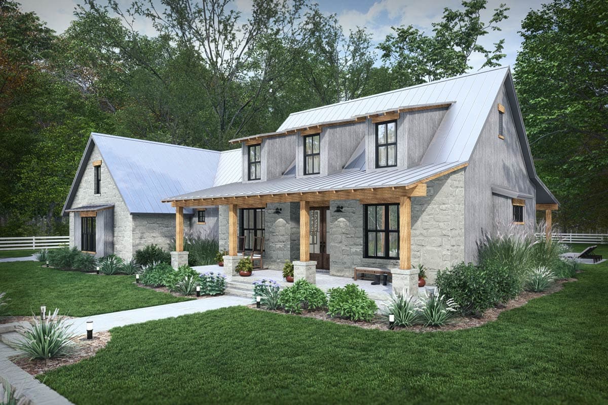 Plan 16943WG: 3-Bed Hill Country Farmhouse with Bonus Room Over Garage - 2256 Sq Ft - Image #12 - Country, Farmhouse, Hill Country, Mountain, Ranch