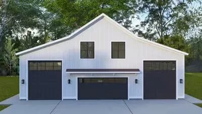 2-Bed Barndominium Plan with RV and Boat Garage