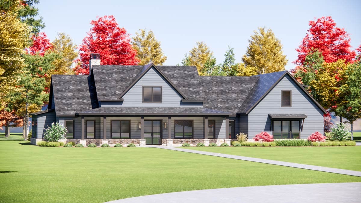Plan 818177JSS: Spacious Modern Farmhouse Plan with Bonus Room and Expansive Porches - Image #5 - Farmhouse, Modern Farmhouse, Ranch