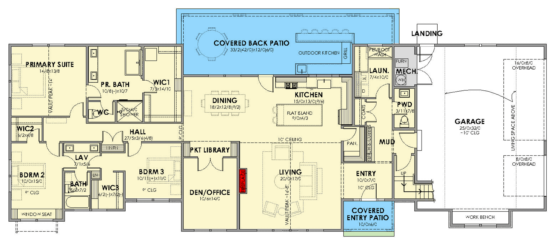 Plan 470312REY: Spacious Modern Farmhouse Plan with 3-Car Garage and Outdoor Kitchen - Floor Plan - Main Level - Farmhouse, Modern Farmhouse