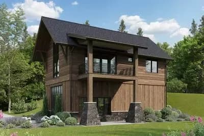 Charming Mountain ADU House Plan with Studio & Walkout Basement