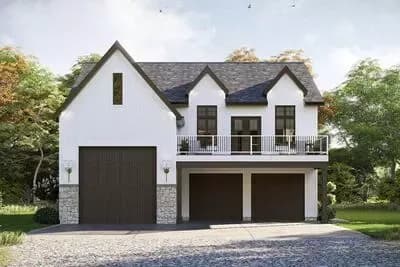Modern Farmhouse Carriage House Plan with RV Garage and Upstairs Living