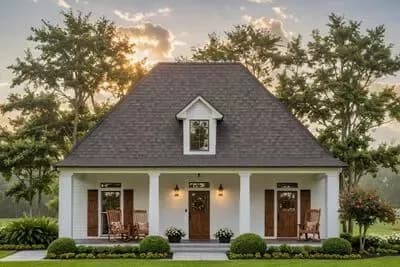 Three-Bed Southern House Plan with Workshop and Outdoor Kitchen