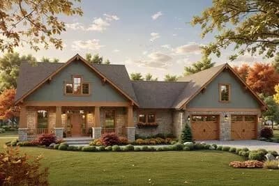 Craftsman House Plan with Bonus Room and Two Porches