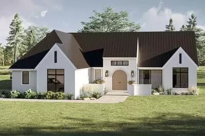 Refined 3-Bed European House Plan with Split Bedrooms and Grand Patio
