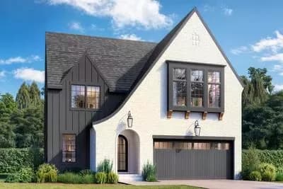 Modern Tudor House Plan with Flex Room and Generous Outdoor Living