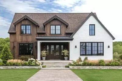 3-Bed Rustic Transitional House Plan with Optional Outdoor Kitchen