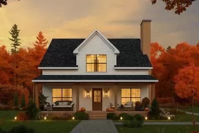 Modern Farmhouse House Plan with First-Floor Primary Suite and Loft