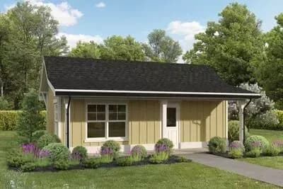 Charming Ranch ADU House Plan: Studio Living with Wet Bar
