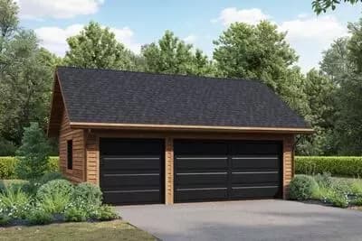 Rustic Mountain 3-Car Detached Garage House Plan