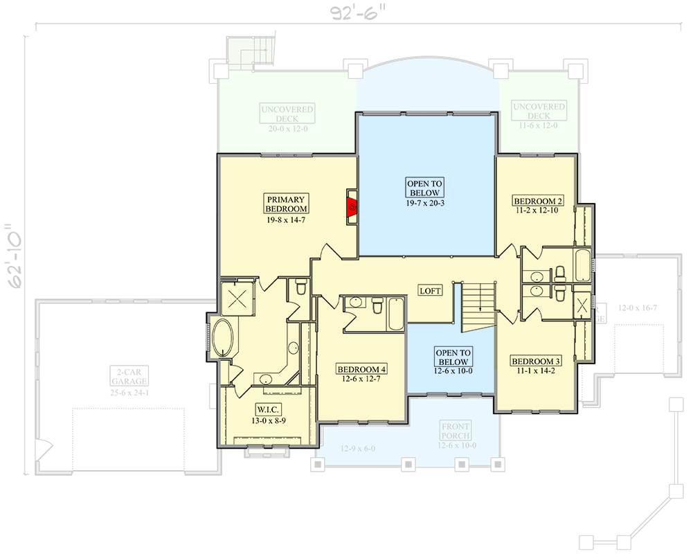 Plan 95311RW: Inviting 4-Bedroom Mountain House Plan with Two-Story Great Room - Floor Plan - 2nd Floor - Mountain, Traditional