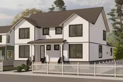 Traditional Duplex House Plan with Main Floor Master Suites