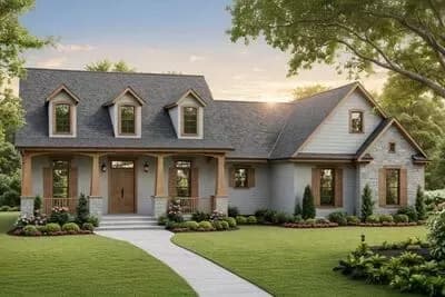 Three-Bed Craftsman Plan with Split Layout & Bonus Room