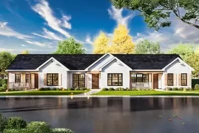 Traditional Ranch Triplex House Plan with Three Private Units