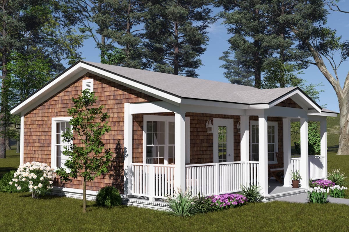 Plan 52460WM: One-Bedroom Craftsman Cottage House Plan with Vaulted Living - Image #5 - Cottage, Craftsman