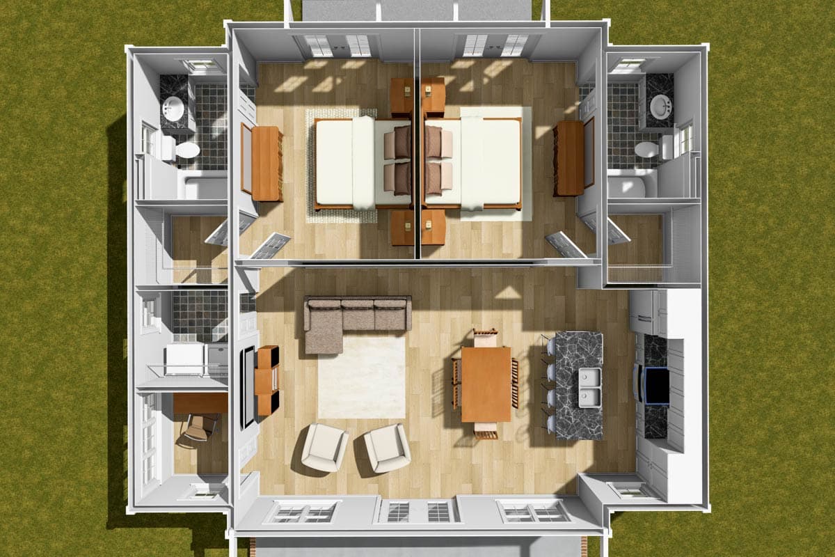 Plan 52462WM: Cottage House Plan with Dual Suites and Home Office - Image #8 - Cottage, Traditional