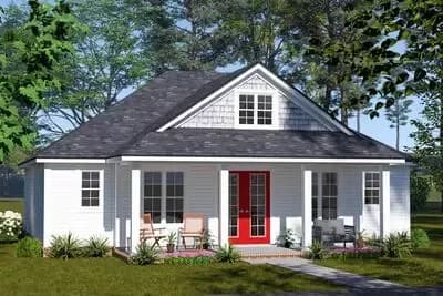 Cottage House Plan with Dual Suites and Home Office