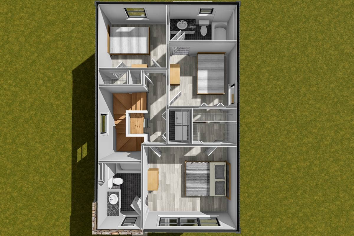 Plan 52465WM: Contemporary 3 Bed Plan with Upstairs Laundry and Master Suite - Image #7 - Contemporary, Traditional