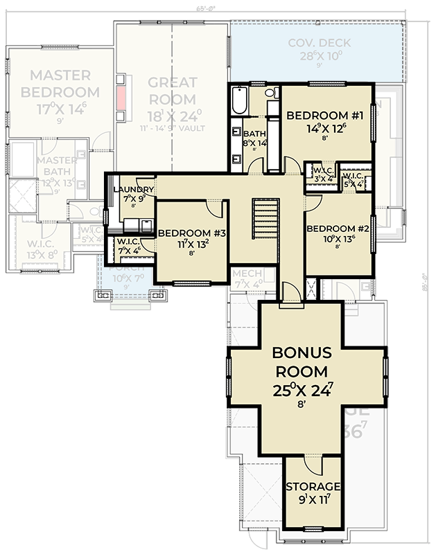 Plan 280247JWD: 4-Bedroom Contemporary Farmhouse House Plan with Master on Main and Bonus Room - Floor Plan - 2nd Floor - Contemporary, Farmhouse, Mountain