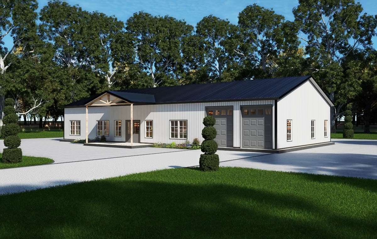 Plan 530147KTE: Sleek Barndominium House Plan with Game Room, Office, and Dual Porches - Image #25 - Barndominium