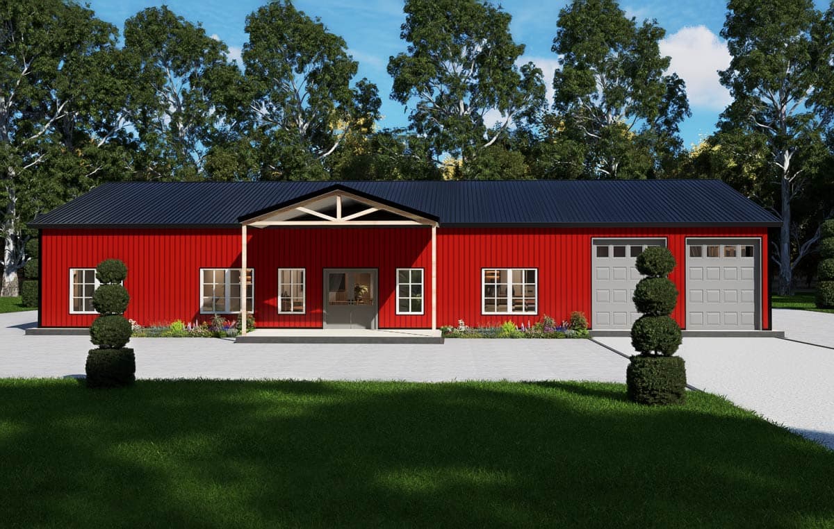 Plan 530147KTE: Sleek Barndominium House Plan with Game Room, Office, and Dual Porches - Image #26 - Barndominium