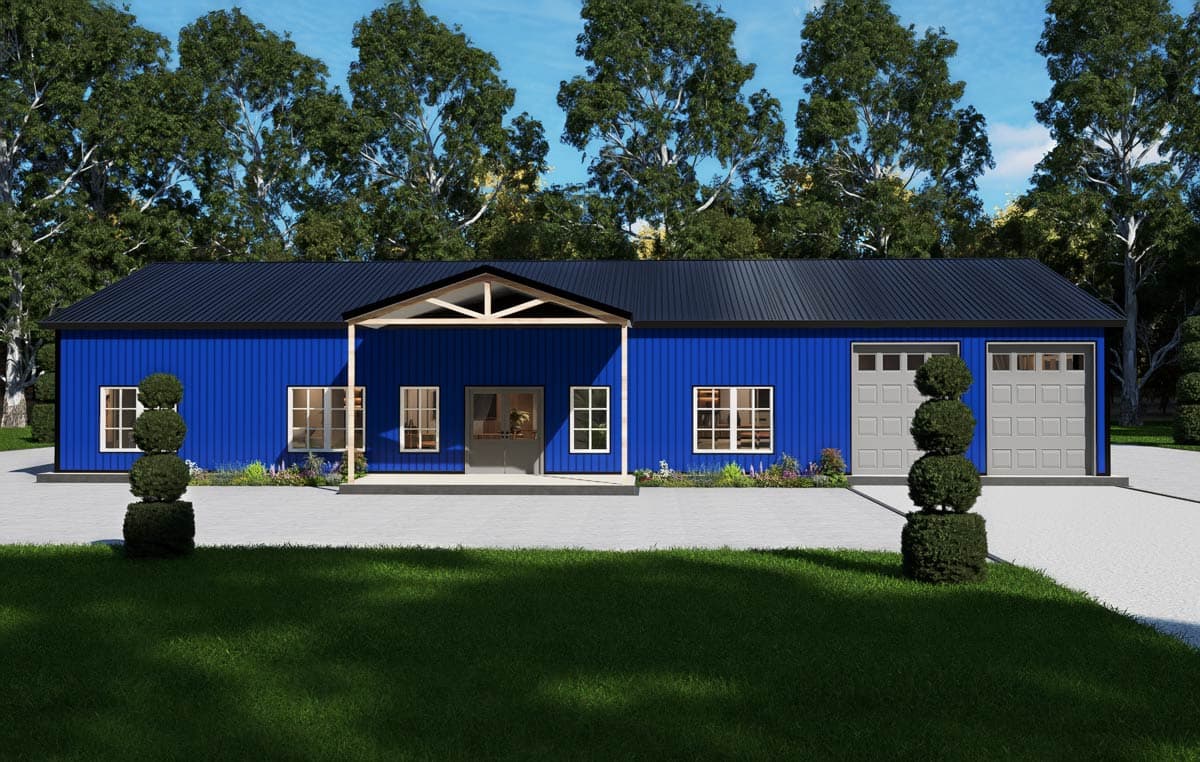 Plan 530147KTE: Sleek Barndominium House Plan with Game Room, Office, and Dual Porches - Image #27 - Barndominium