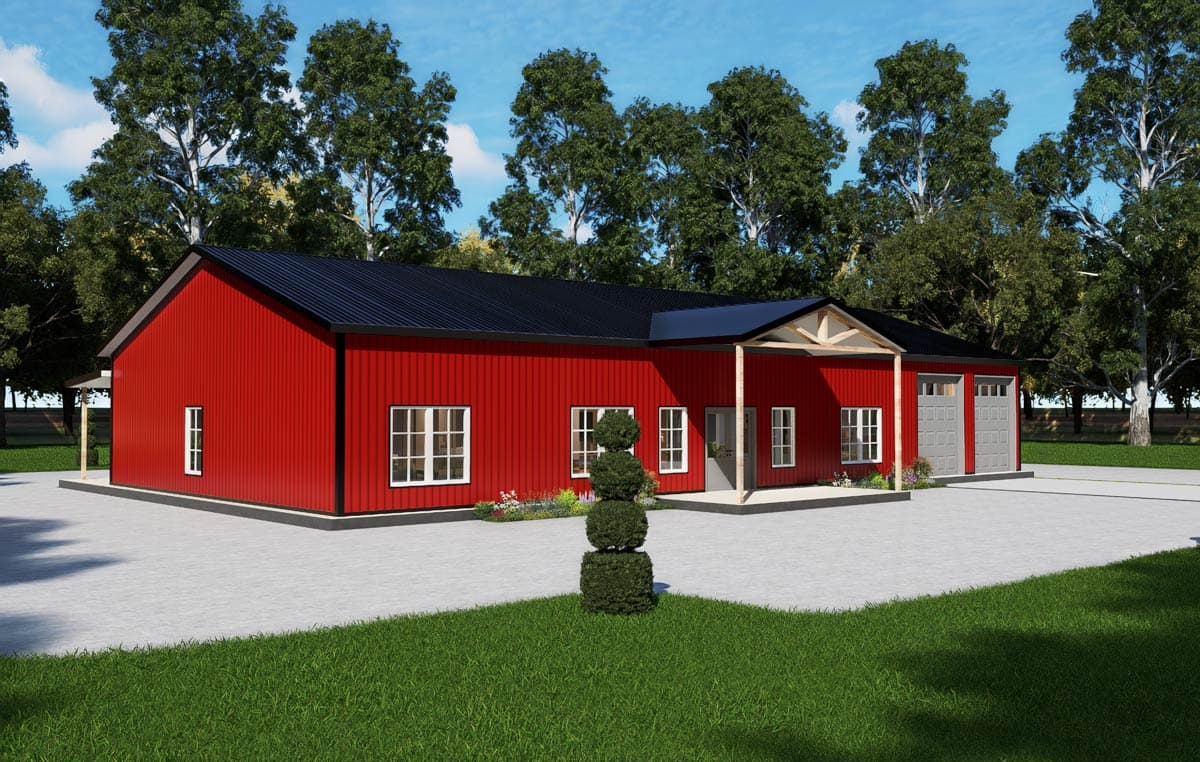 Plan 530147KTE: Sleek Barndominium House Plan with Game Room, Office, and Dual Porches - Image #29 - Barndominium